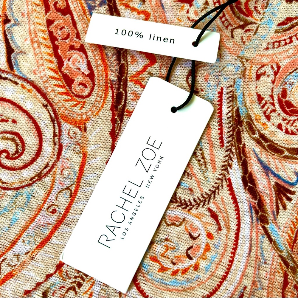 Rachel Zoe Linen To Love 100% Linen Paisley Print Size Small NWT - Picture 11 of 13